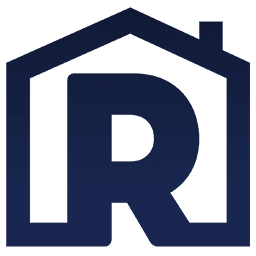 Letter R inside a house outline logo, symbolizing real estate.